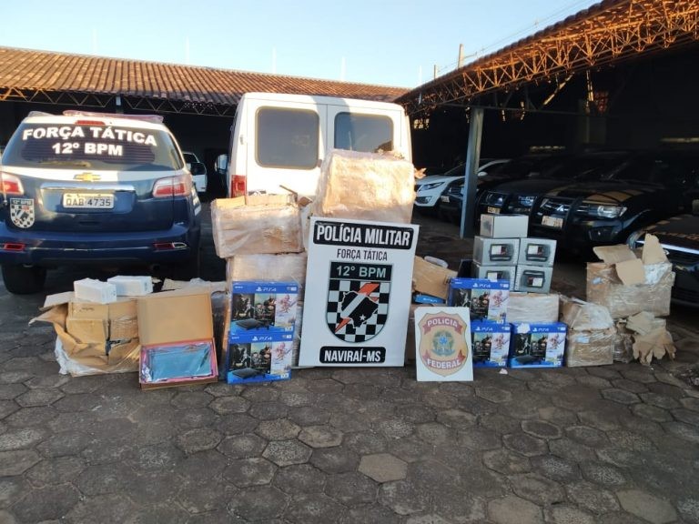 Em ação conjunta em Naviraí, Polícia Militar e PF apreendem mercadorias descaminhadas avaliadas em 30 mil reais