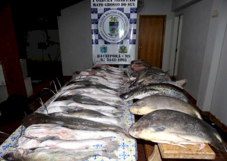 Polícia Militar Ambiental de Batayporã prende e autua quatro em R$ 8,4 mil por pesca predatória e apreende 139 kg de pescado, dois barcos, dois motores e petrechos