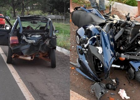 Acidente deixa motociclista em estado grave na BR 376 saída de Glória de Dourados para Jateí.