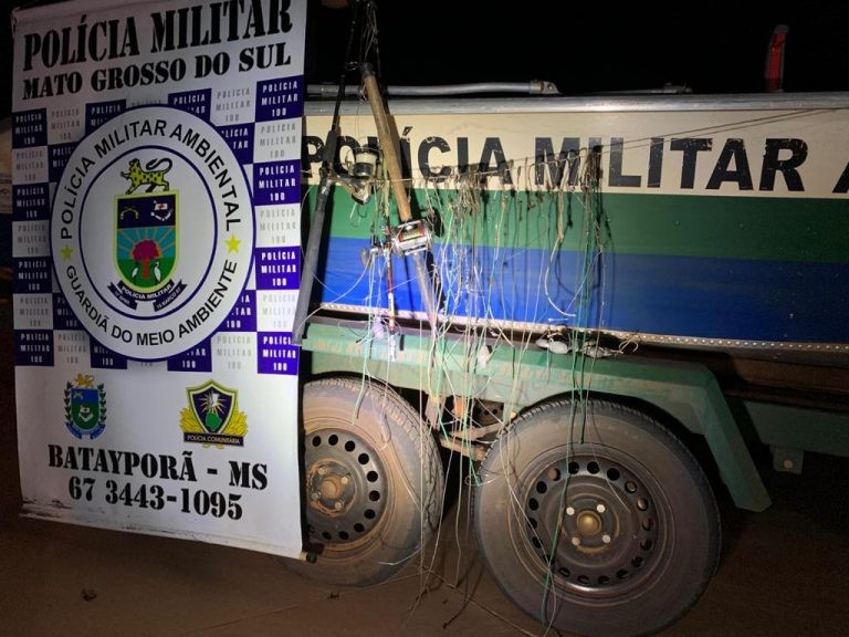 Polícia Militar Ambiental de Batayporã autua dois pescadores por pesca ilegal e apreende petrechos ilegais de pesca