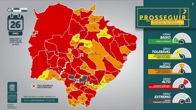 Ivinhema - Com atualização do Prosseguir, Ivinhema, Angélica, Nova Andradina continuam em bandeira vermelha.