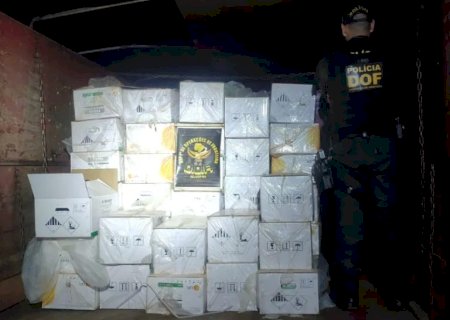 Glória de Dourados -Carreta com quase R$ 750 mil em defensivos agrícolas contrabandeados.