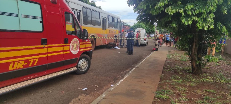 Acidente entre ônibus e moto mata homem em Rio Brilhante.