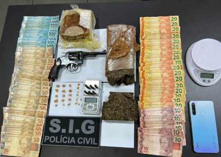 Ivinhema - Polícia Civil prende homem em flagrante por tráfico de drogas e arma de fogo.