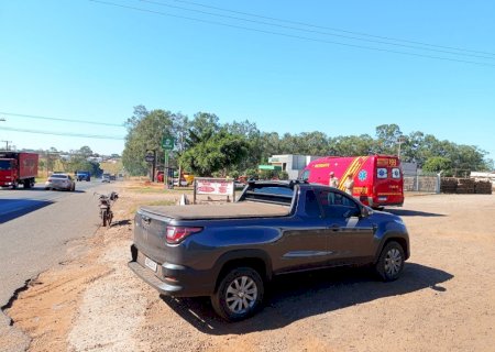 Ivinhema - Acidente na BR-376 envolvendo uma moto e um carro deixa uma vitima com vários ferimentos.