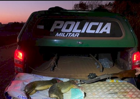 IVINHEMA - PMA prende homem por porte ilegal de arma de fogo e por Caça de animal silvestre.