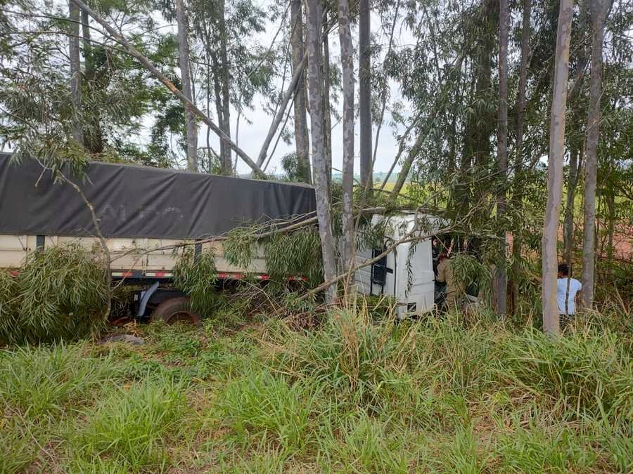 Ivinhema - Motorista perde controle da direção, sai da pista e colide em eucaliptos na BR -376.