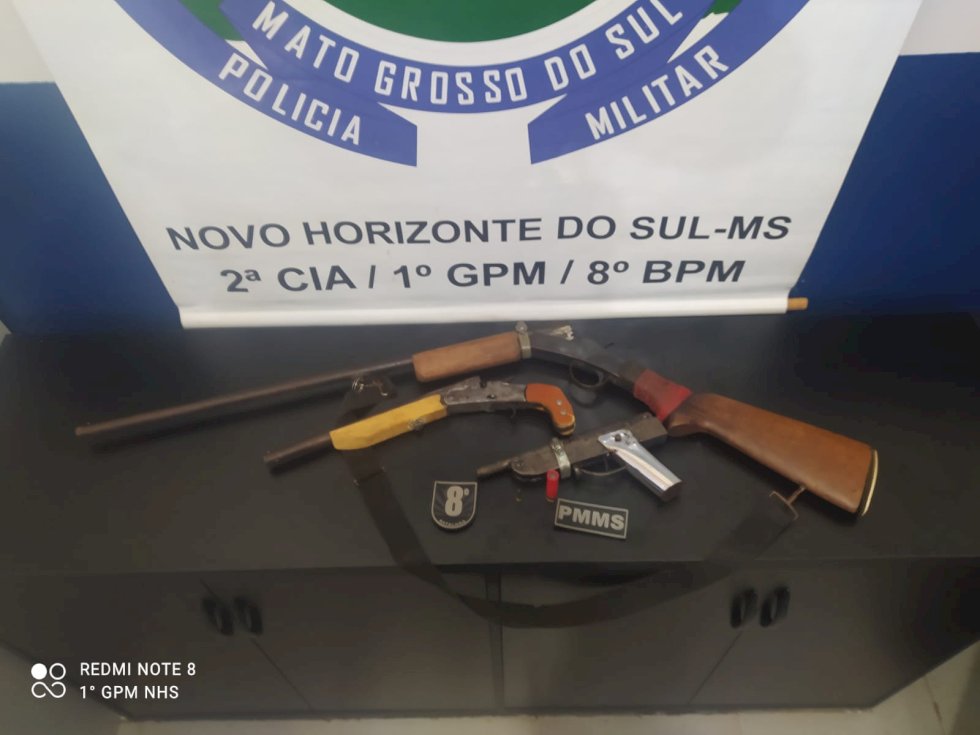 Novo Horizonte do Sul - Polícia Militar prende homem com três armas de fogo ilegais