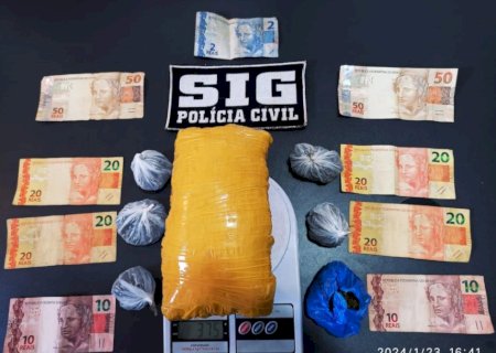 Traficante é preso com um tablete de maconha em Fátima do Sul