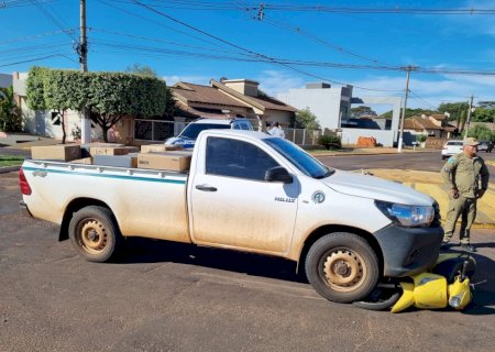 Ivinhema - Acidente envolvendo uma caminhonete e uma moto deixa uma vitima com ferimentos graves