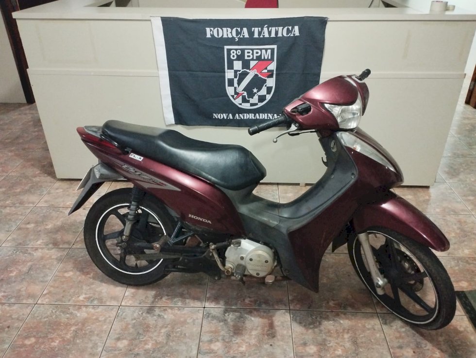 Polícia Militar recupera, em Nova Andradina, motocicleta furtada no município de Rosana/SP