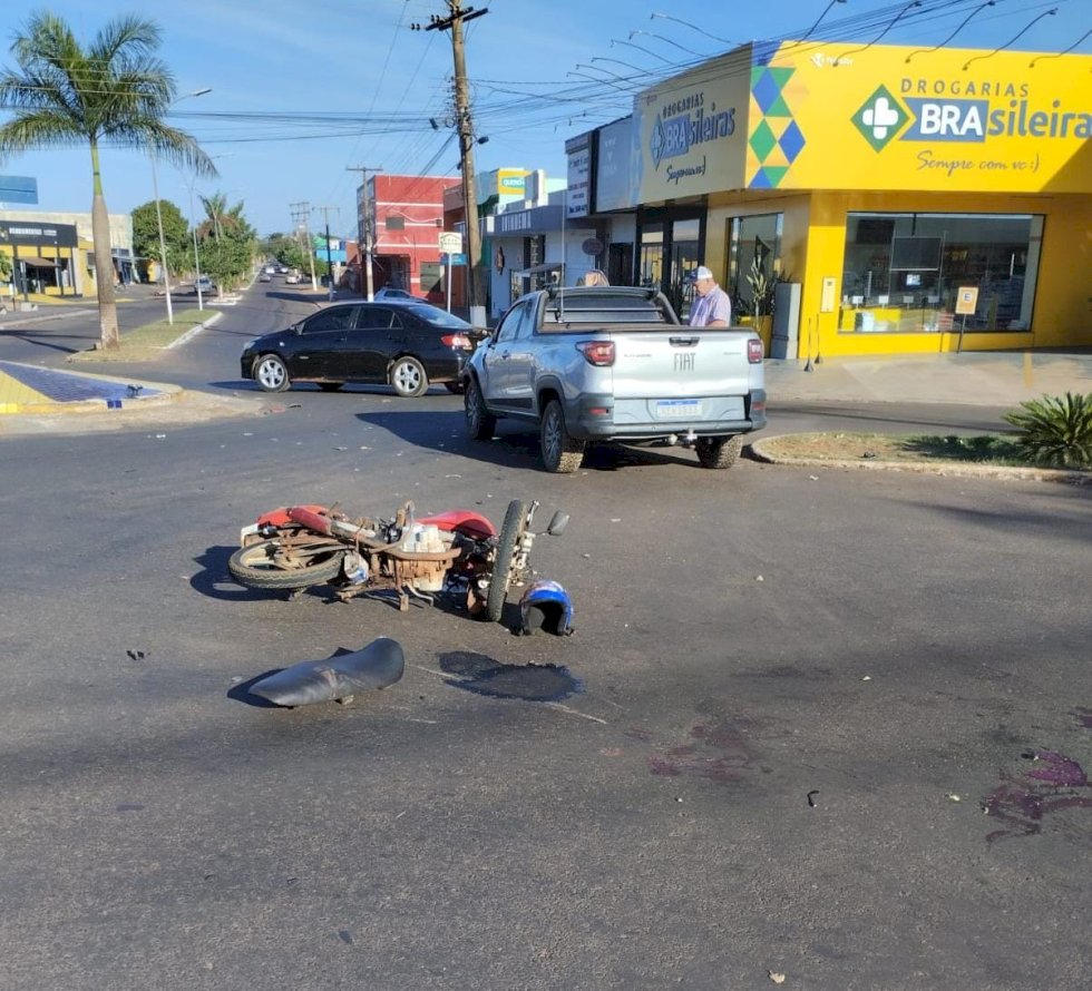 Ivinhema - Acidente entre moto e carro deixa uma vítima com varios ferimentos