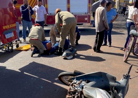 Ivinhema - Acidente envolvendo moto e carro deixa uma vitima com fratura na perna