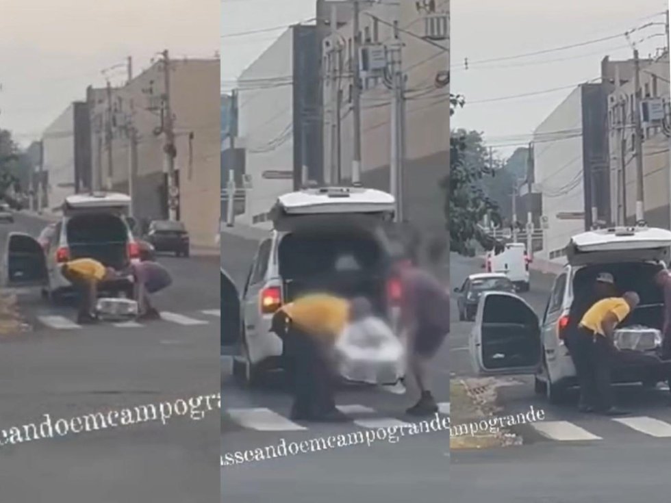 Caixão cai de carro funerário ao passar por buraco em rua