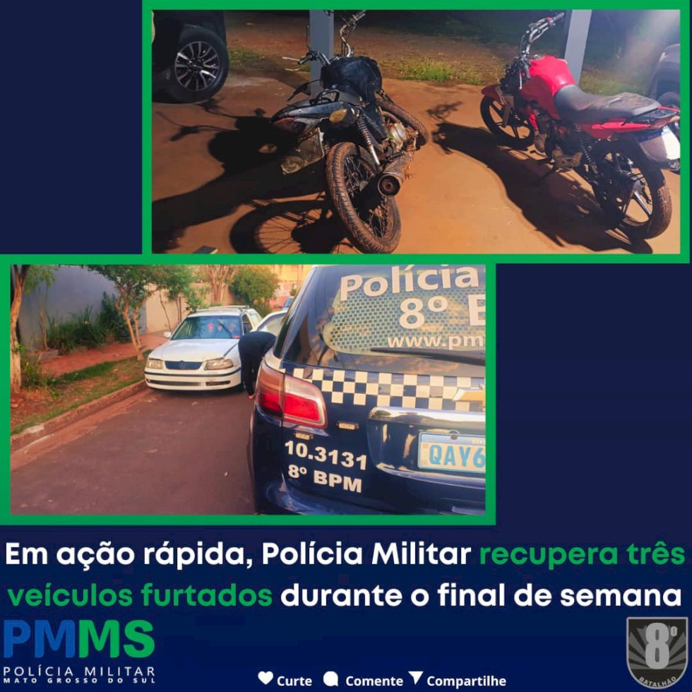 Em ação rápida PM recupera 03 veiculos neste final de semana