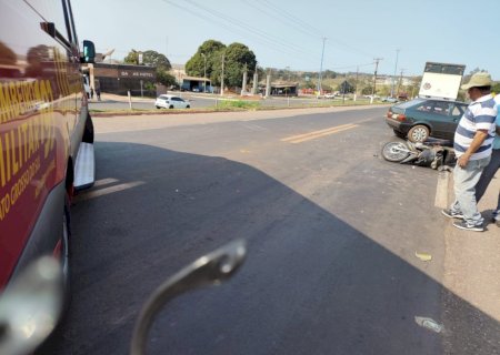 Ivinhema - Acidente na BR 376 entre carro e moto deixa motociclista com ferimento grave