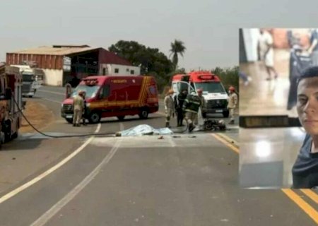 Jovem de 20 anos morre após motocicleta colidir contra caminhão e explodir na BR-262