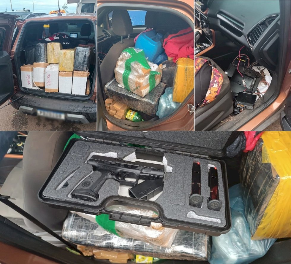 Após perseguição, PRF apreende droga, arma e recupera carro roubado em Nova Andradina