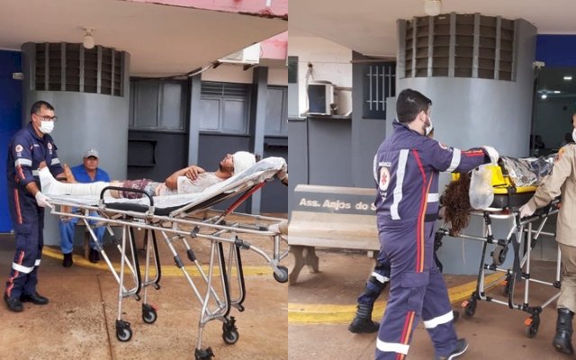Casal é levado para o hospital após caminhonete capotar e mulher está em estado gravíssimo