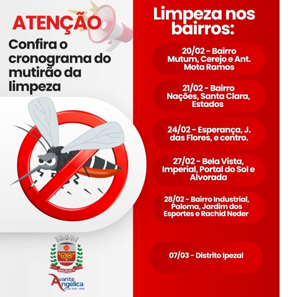 Angélica - Mutirão de limpeza inicia na próxima quinta-feira(20)