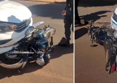 Motociclista sofre fratura exposta ao se envolver acidente na cidade de Nova Andradina