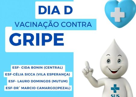 Prefeitura de Angelica promove o Dia D da vacinação contra gripe nesse sábado dia 10