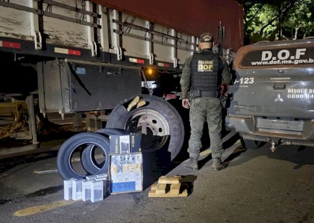 DOF apreende drogas em pneu de carreta com destino a São Paulo