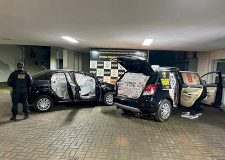 DOF apreende carros carregados de cigarros contrabandeados do Paraguai