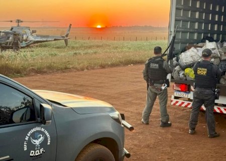 Ação com helicóptero em Dourados intercepta caminhão com mais de R$ 12 milhões em drogas
