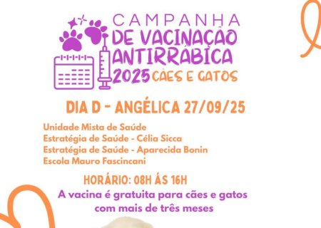 Campanha de Vacinação Antirrábica  acontece neste sábado em Angélica