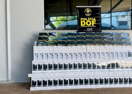 DOF apreende quase 250 aparelhos de telefone celular que seriam entregues em Dourados