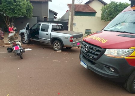 Ivinhema - Acidente envolvendo moto e caminhonete deixa uma vítima ferida