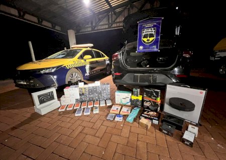 PMR apreende eletrônicas e perfumaria contrabandeadas