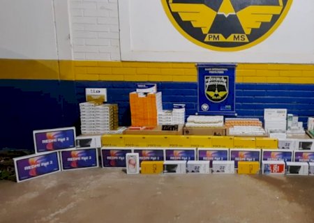 PMR apreende grande carregamento de medicamentos e eletrônicos durante fiscalização na MS-164