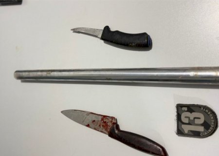 PM usa bala de borracha para conter homem que atacava mulher com faca em MS