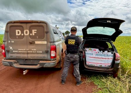 DOF  apreende carro com cigarros contrabandeados na MS -270