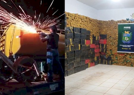 Dupla é presa com 3,6 toneladas de maconha escondidas em tanque de combustível em MS